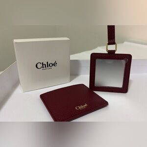 New Chloe beauty Burgundy Leather Mirror Set